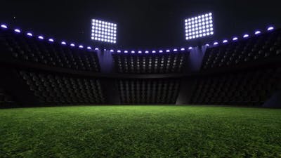 Sport Stadium Video Background, Flashing Lights . Glowing Stadium Lights.