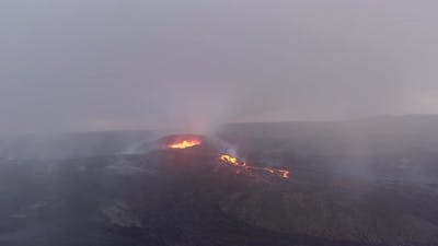 Aerial View Of The Plume Of Volcanic Smoke Coming From The Volcanic Eruption. .