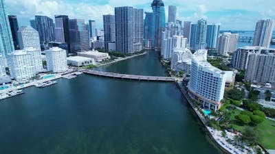 Cityscape Miami Florida United States. Touristic landmark of city..