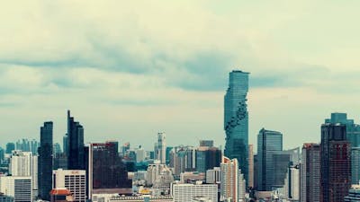 Time Lapse Cityscape and Highrise Buildings in Metropolis City Center.