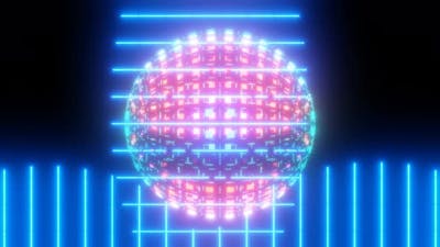 Laser Beams and Wireframe Ball.