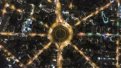 Roundabout Traffic From Above.