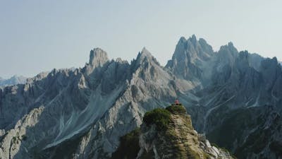 Man Hiking in Dolomites.