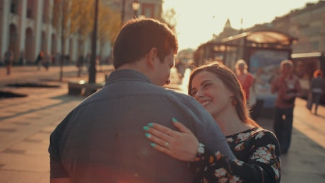 Couple in love dancing happily.