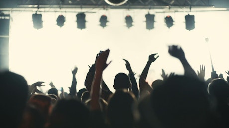 Crowd jumping at the concert.