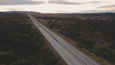 Highway between trees.