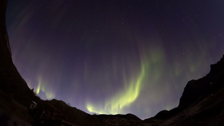 Yellow northern lights in Norway.