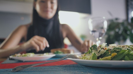 Young woman eating healthy.