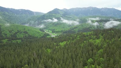 Beautiful View Of Mountains After Raining.