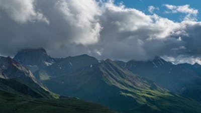 Mountains and Clouds in Dusk.