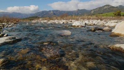 Flowing Water on a River Bed.