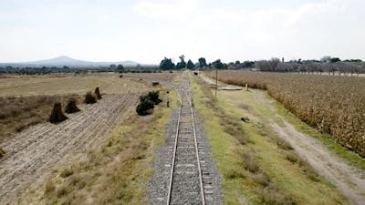 View of train ride with drone in mexico.
