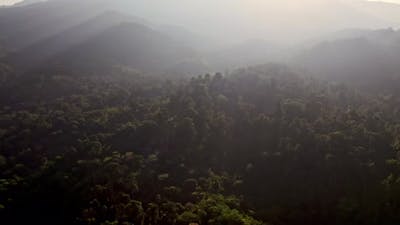 Sun Ascends Over The Mountains And Forests.