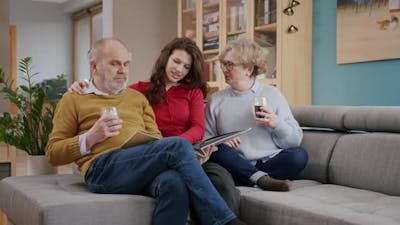 Watching Family Photos With Grandparents.